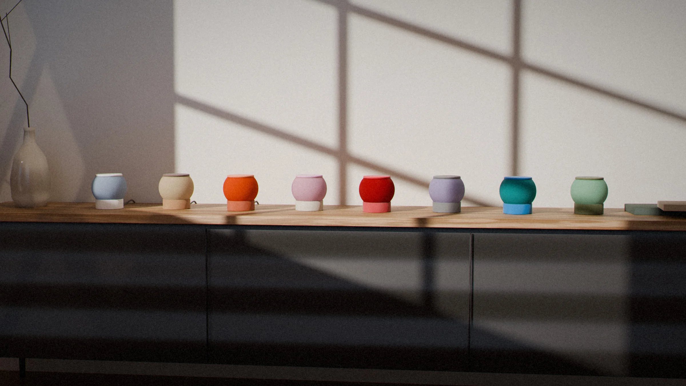 The Mini Lamps, lined up