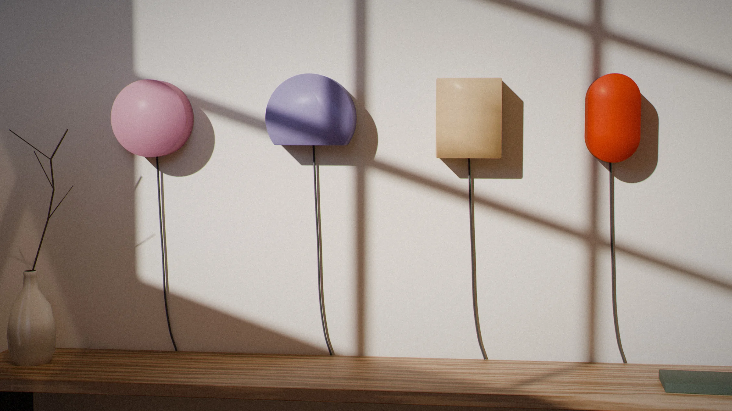 The Plug-In Wall Sconces, lined up