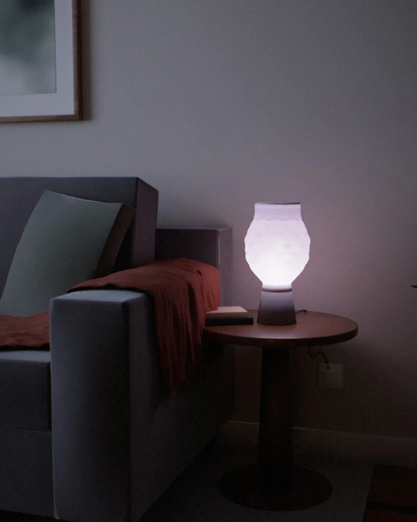 Cloud lit in a furnished room in the evening