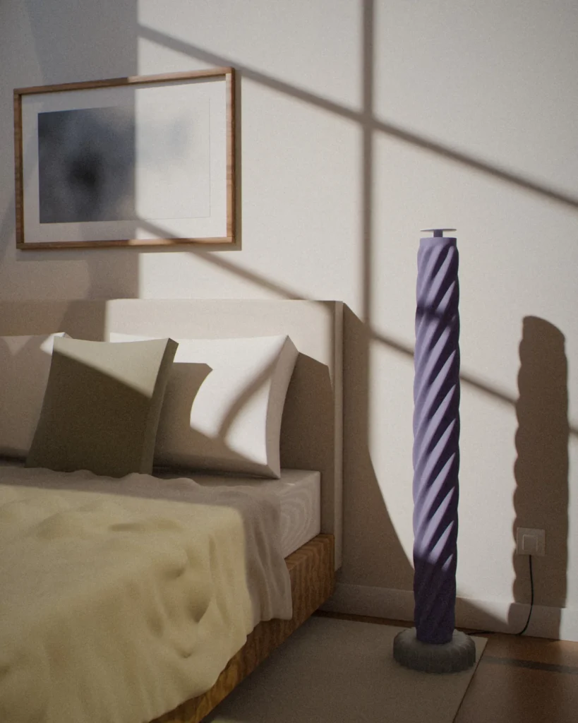 Column in a furnished room by daylight