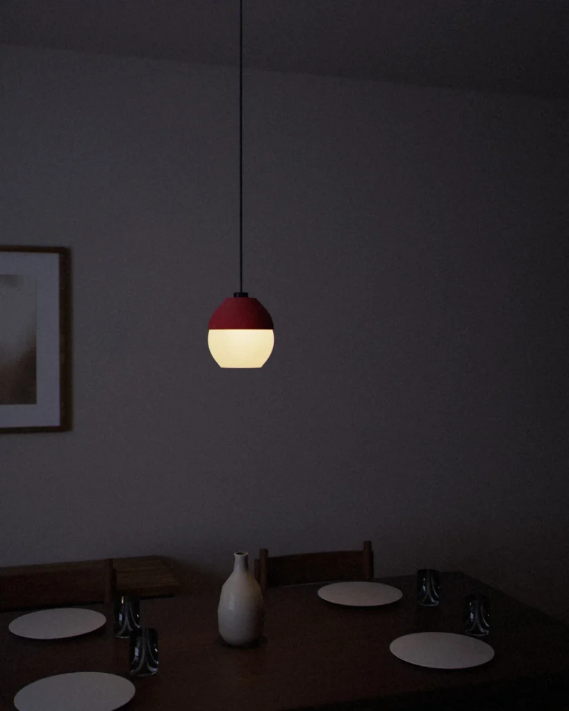 Dome lit in a furnished room in the evening