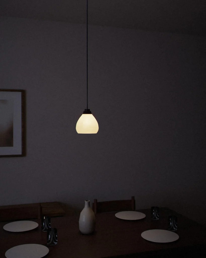 Drop lit in a furnished room in the evening