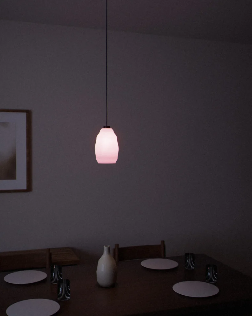 Egg lit in a furnished room in the evening
