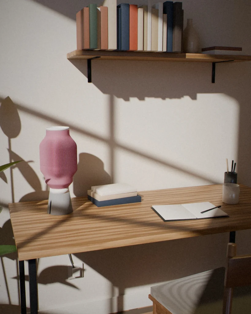 Fins in a furnished room by daylight