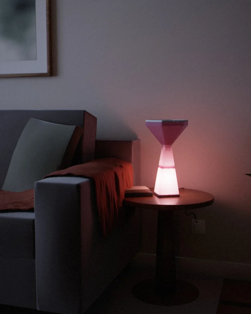 Flare lit in a furnished room in the evening