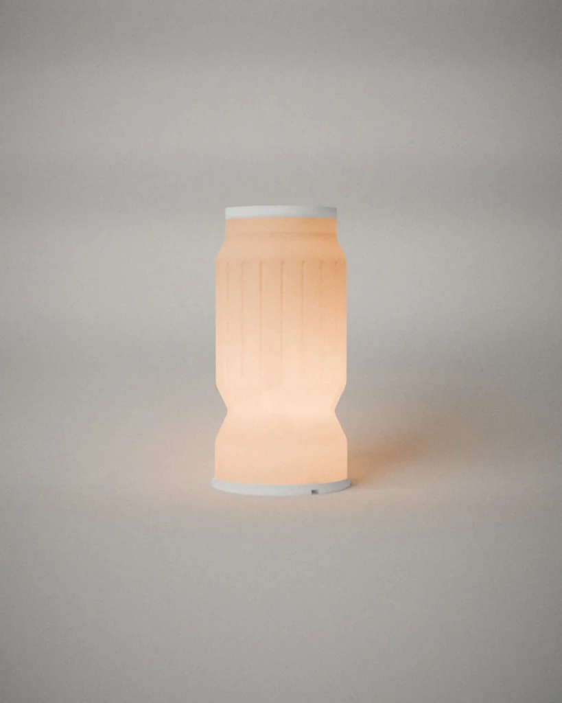 Fluted, lit, on a pale grey wall
