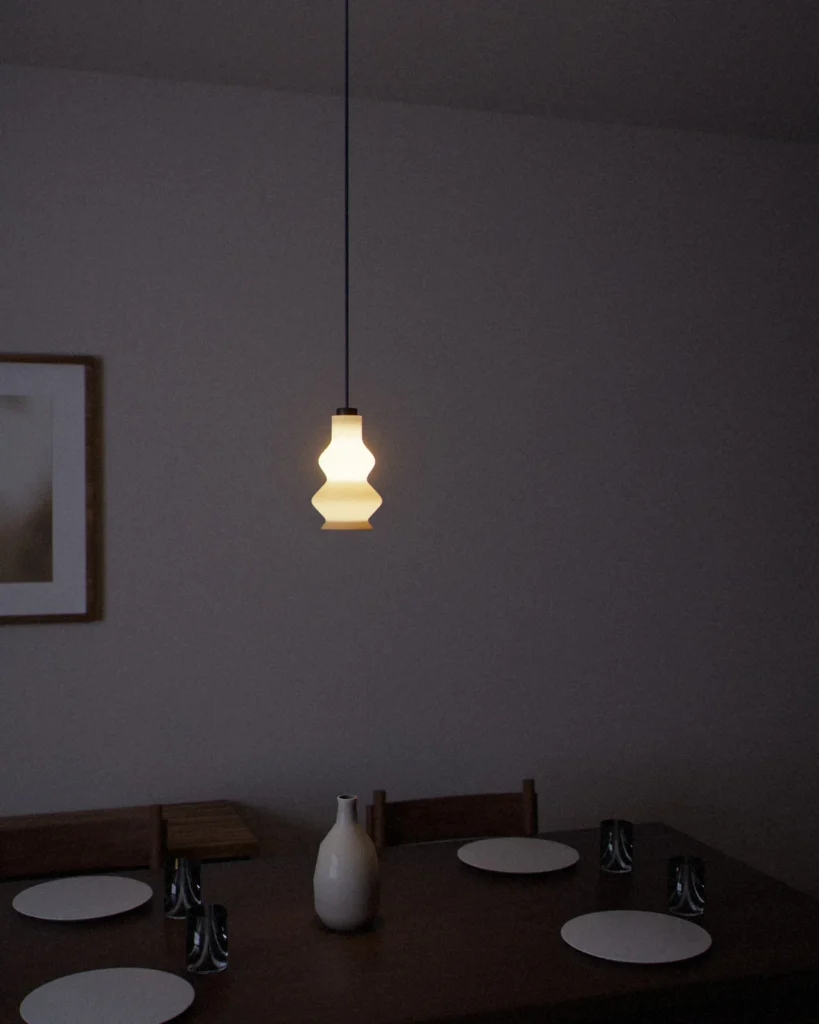 Gourd lit in a furnished room in the evening