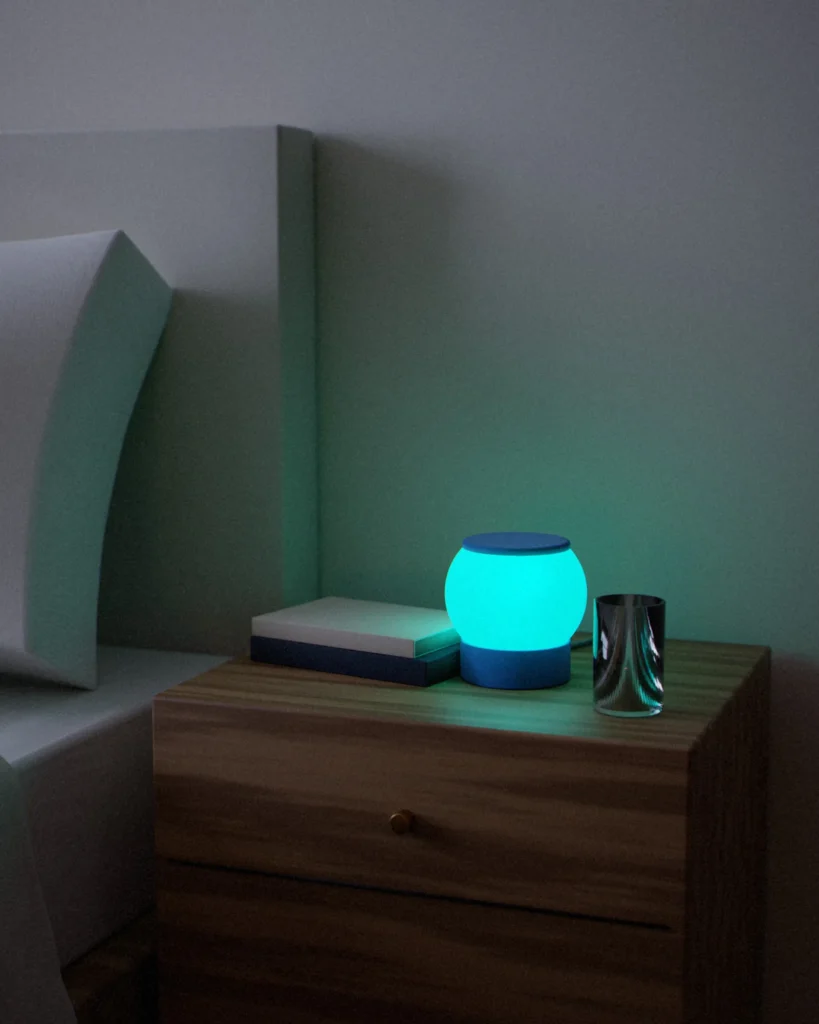 Hotaru lit in a furnished room in the evening