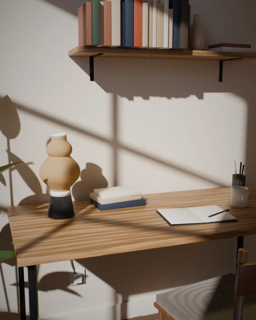 Hyōtan in a furnished room by daylight