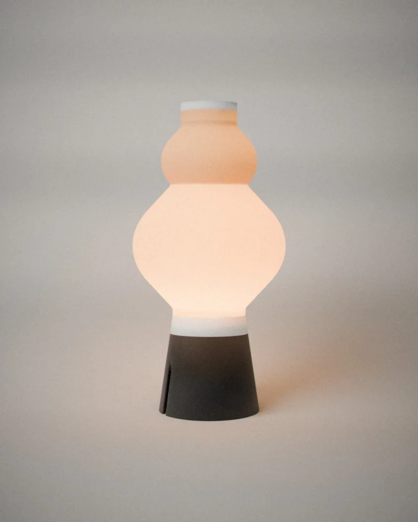 Hyōtan, lit, on a pale grey wall