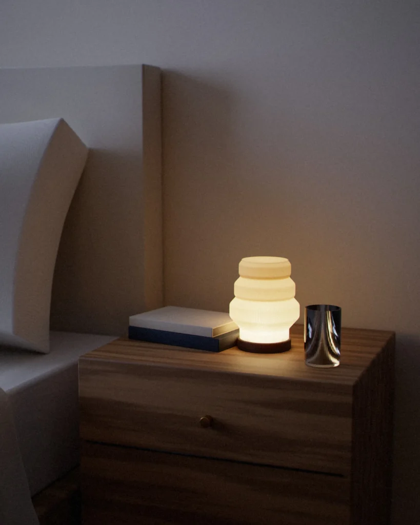 Kasane lit in a furnished room in the evening