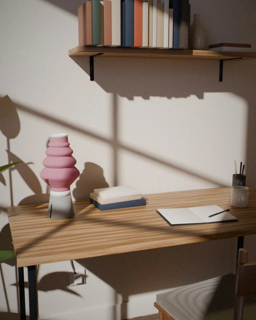 Kumo in a furnished room by daylight