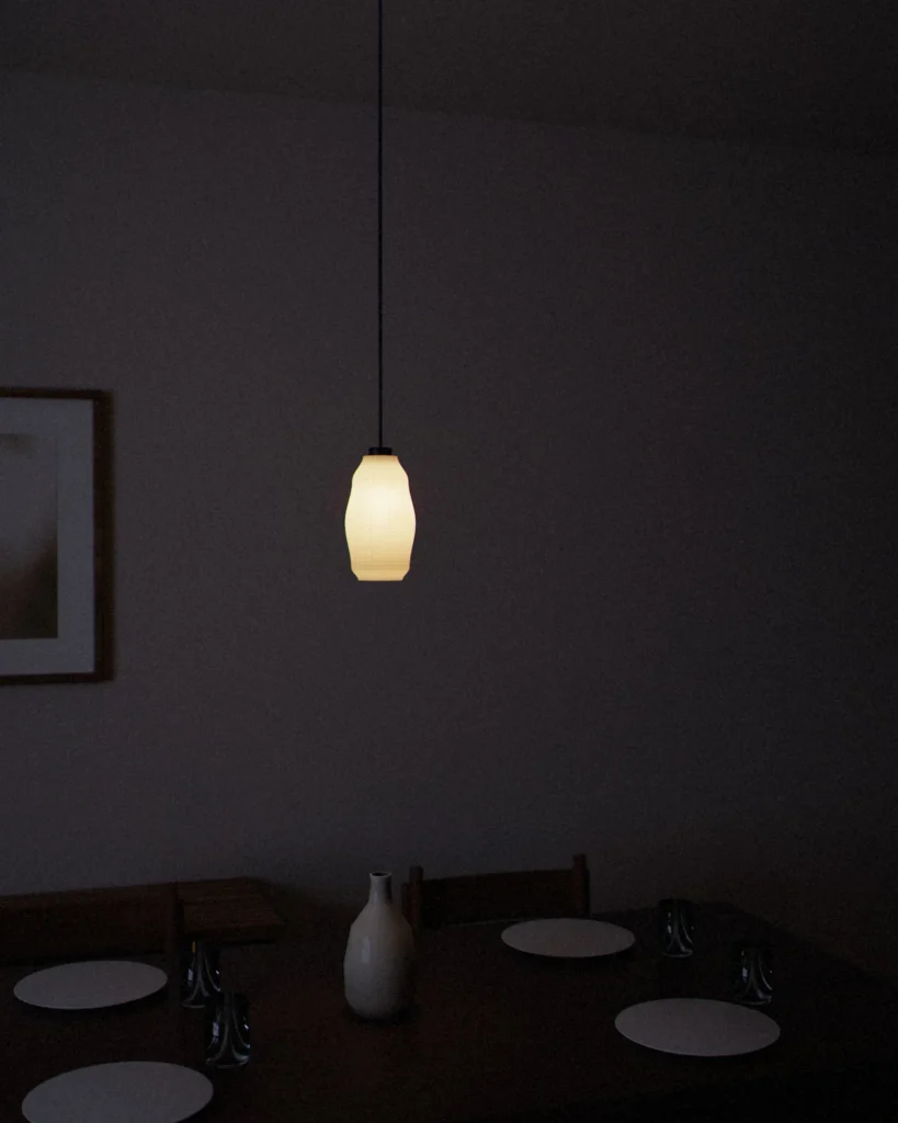 Lattice lit in a furnished room in the evening