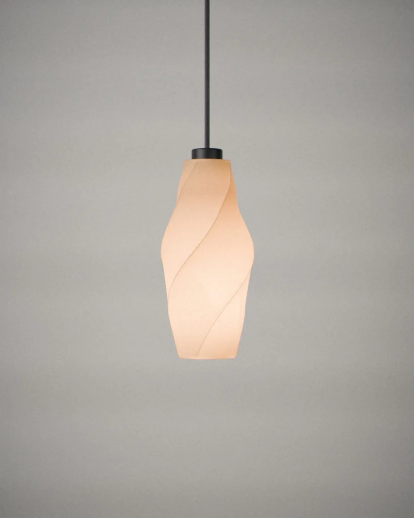 Leaf, lit, on a pale grey wall