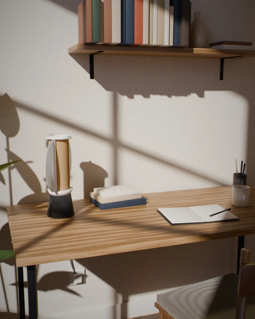 Moon in a furnished room by daylight