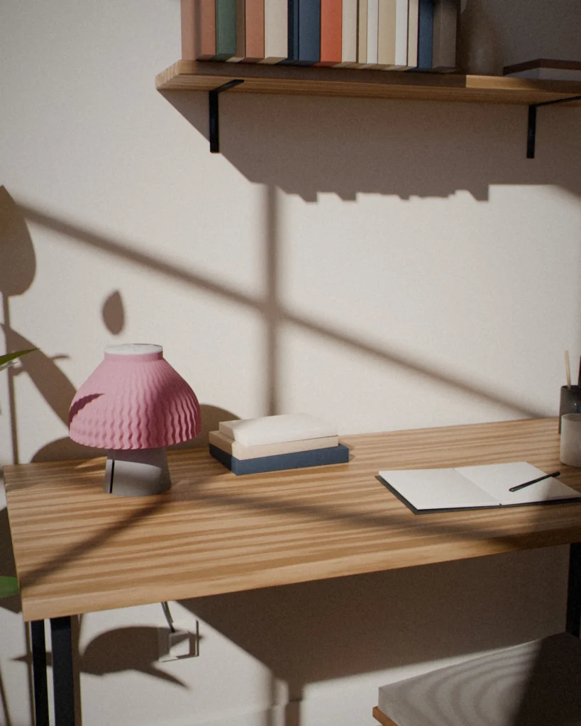 Mushroom in a furnished room by daylight