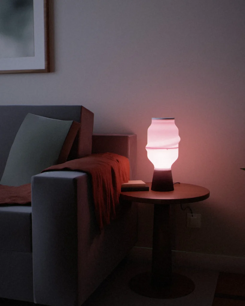 Obi lit in a furnished room in the evening