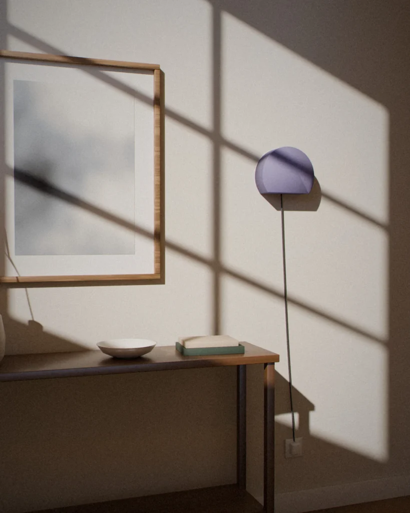 Ōgi in a furnished room by daylight