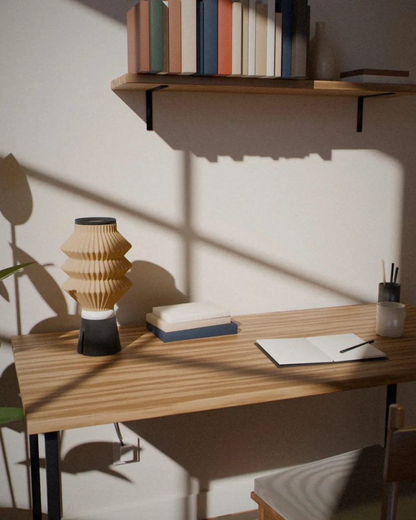 Pagoda in a furnished room by daylight