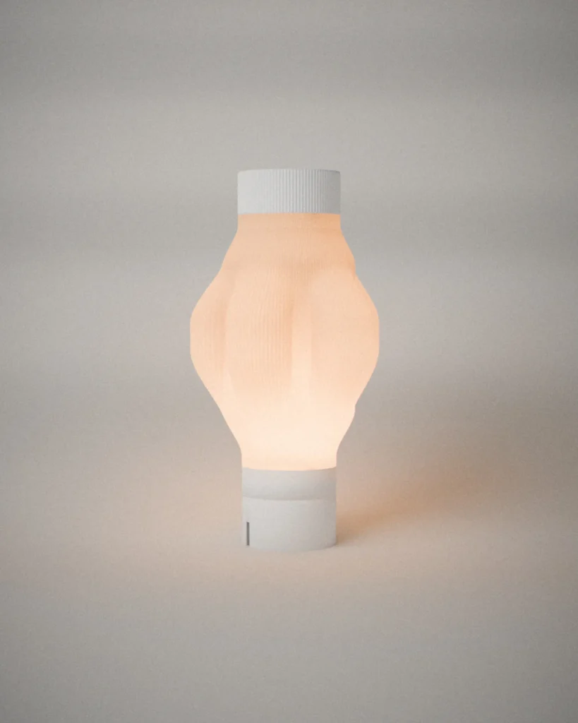 Lobe, lit, on a pale grey wall