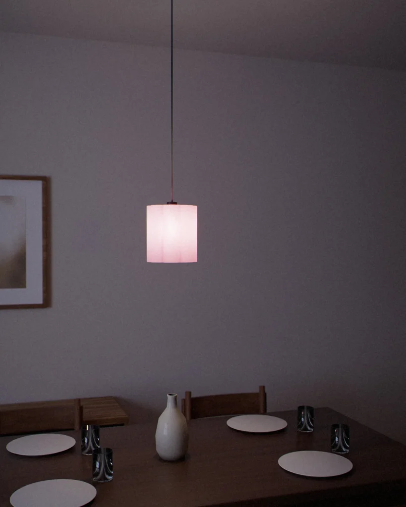 Scallop lit in a furnished room in the evening
