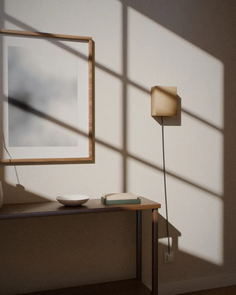 Shōji in a furnished room by daylight