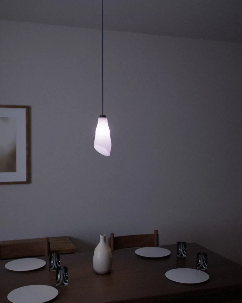 Slant lit in a furnished room in the evening
