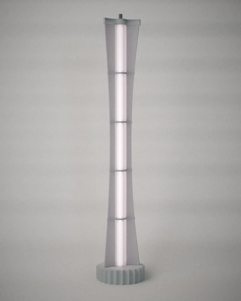Slot, lit, on a pale grey wall