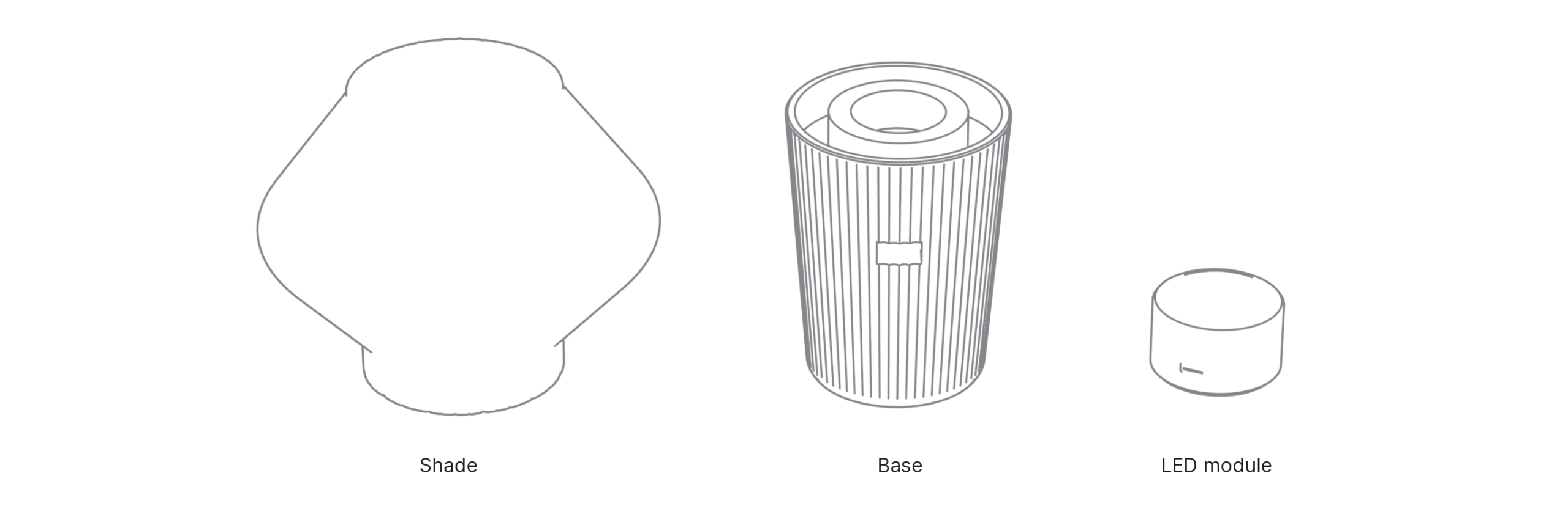 What's in the box with Spin: shade, base and LED module.