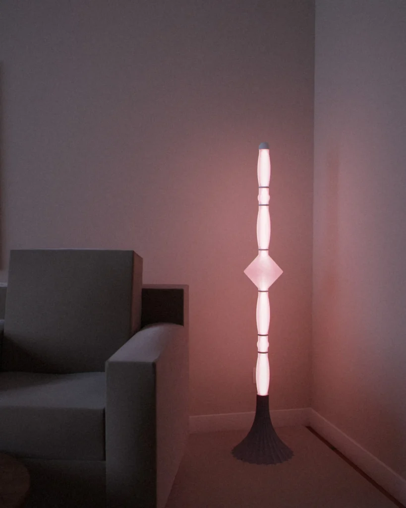 Spindle lit in a furnished room in the evening