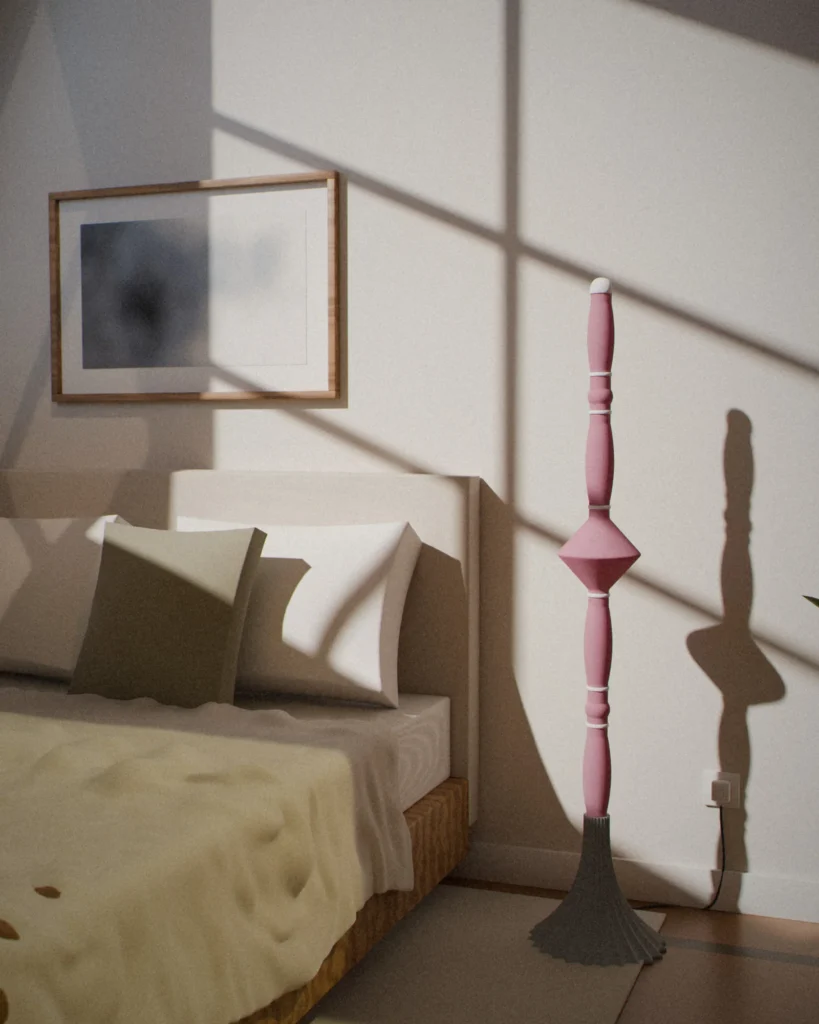 Spindle in a furnished room by daylight