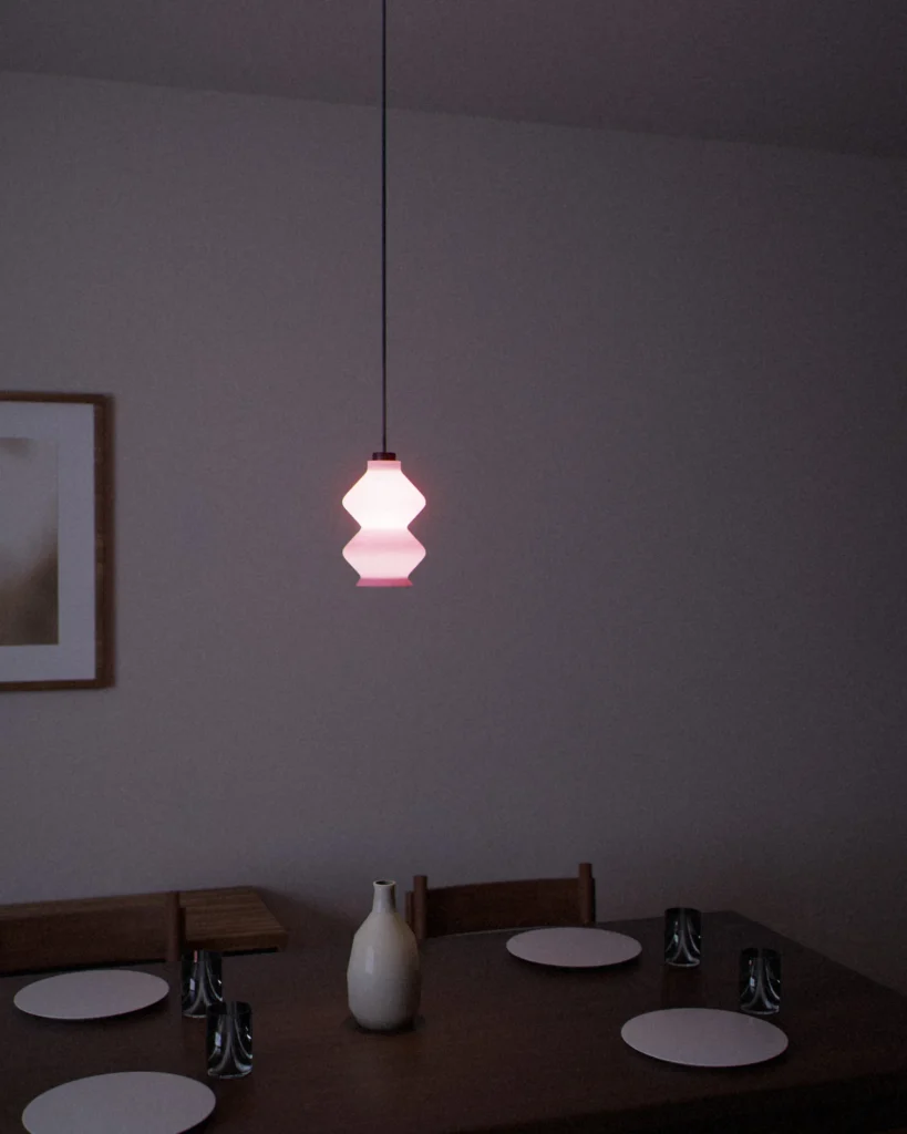 Stack lit in a furnished room in the evening