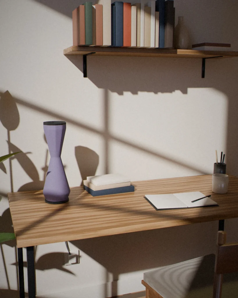 Taper in a furnished room by daylight