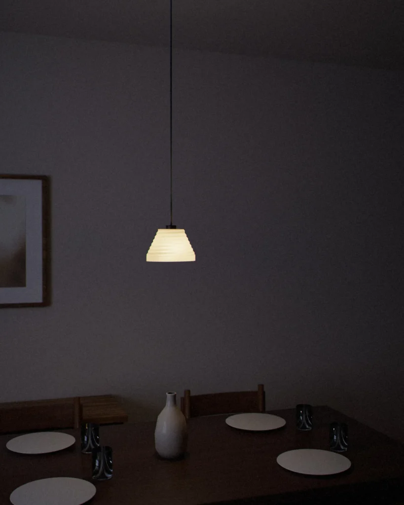 Terrace lit in a furnished room in the evening