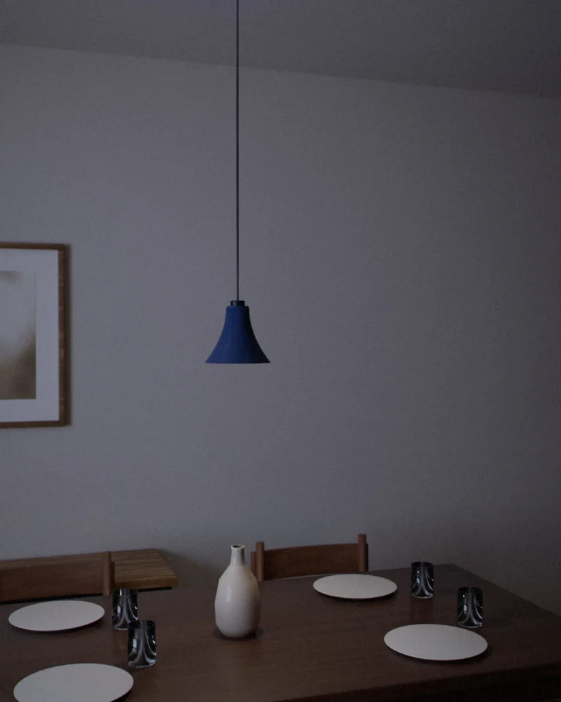 Trumpet lit in a furnished room in the evening