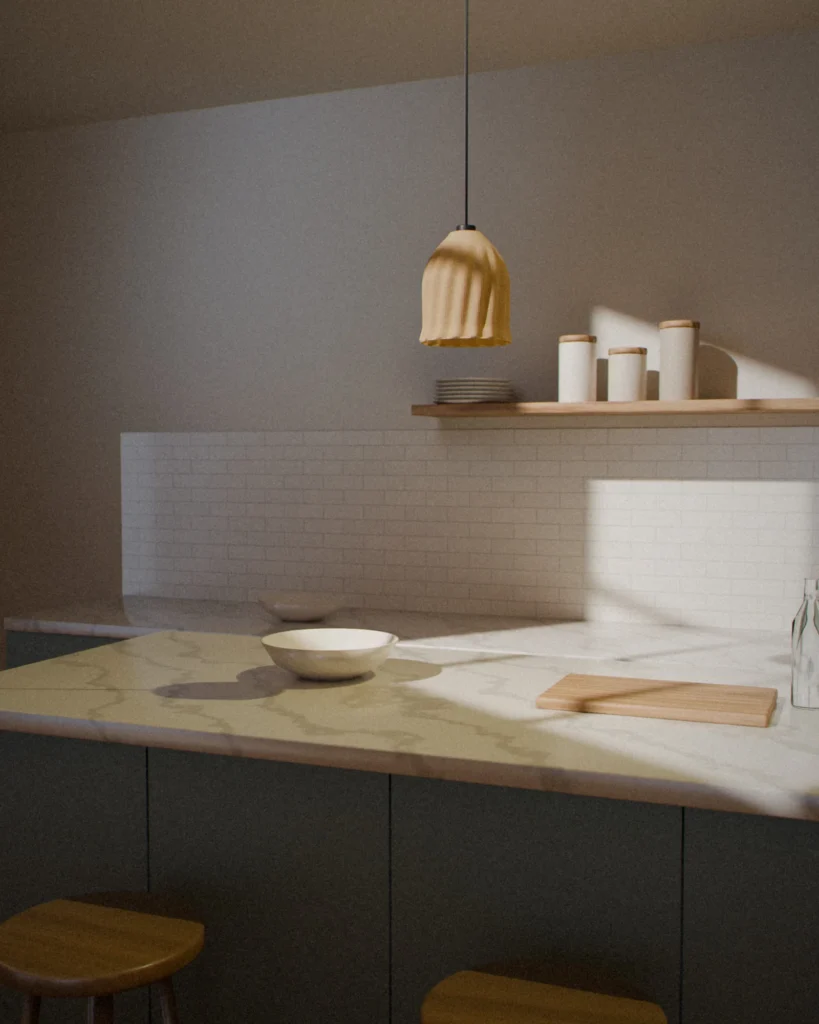 Tsurigane in a furnished room by daylight
