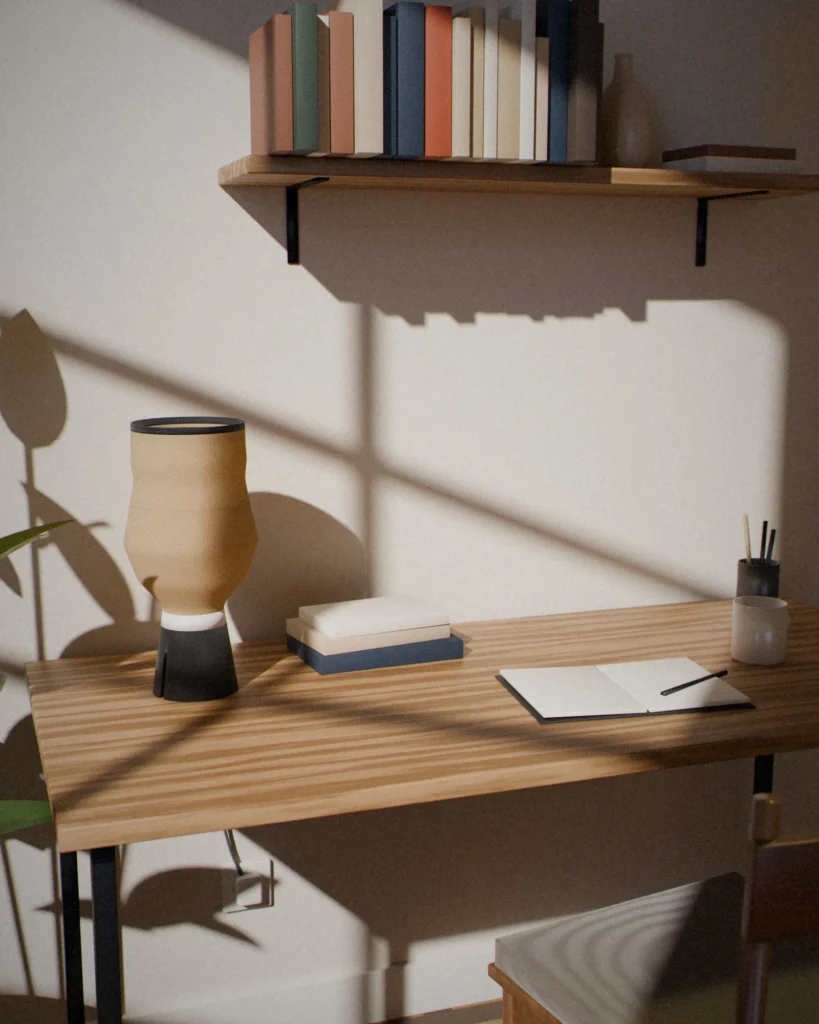 Vase in a furnished room by daylight